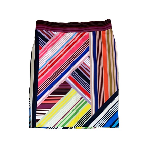 ELOQUII Multicolor Neoprene Scuba Horizontal Stripe Skirt NWOT Size 22 - Picture 2 of 6